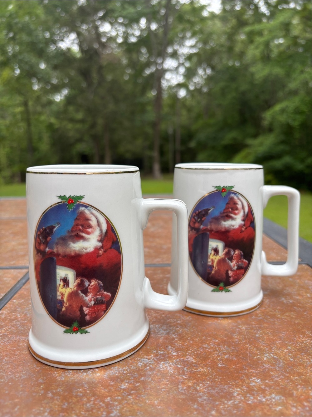 Vintage 1996 Set of 2 Coca Cola "For Santa" Christmas Mugs/Tankards/Coffee/Tea